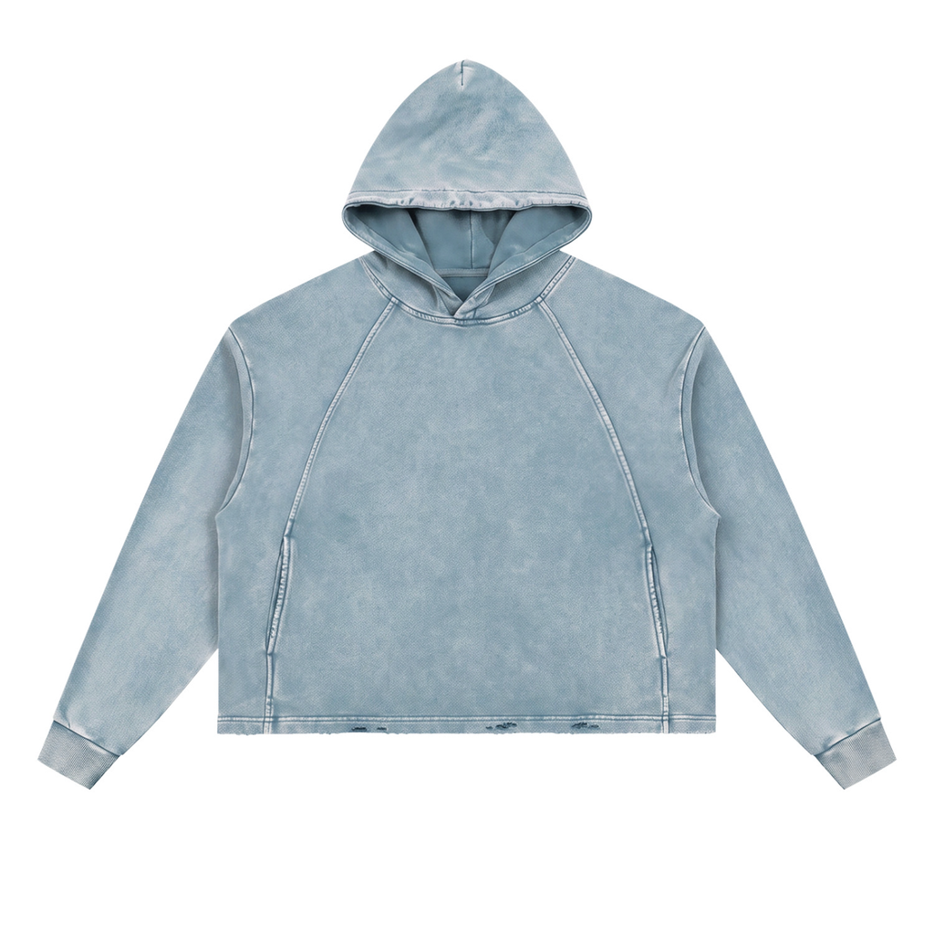 Vintage Washed Frayed-Hem Hoodie